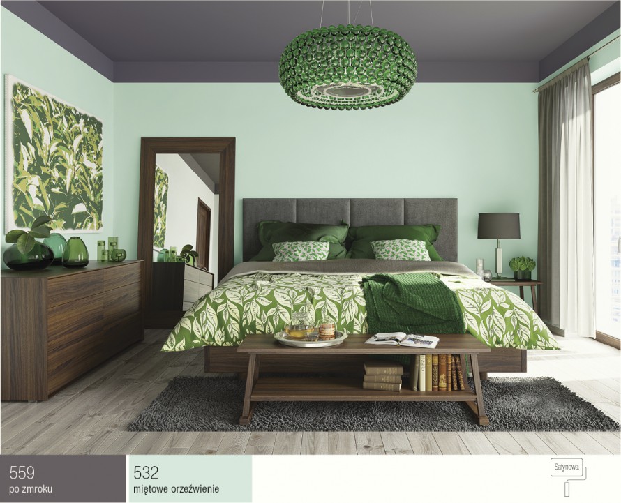 Zielono-brązowa sypialnia